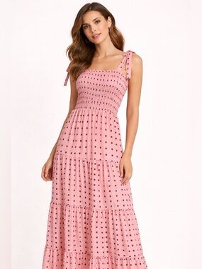 Pink Smocked Maxi Dress